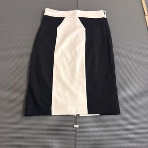 Cache Womens Black White Colorblock Pencil Skirt Side Zip Size S